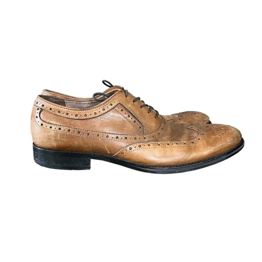 Johnston & Murphy Brown Leather Wingtip Oxford Dress Shoes Men's Size 9‎